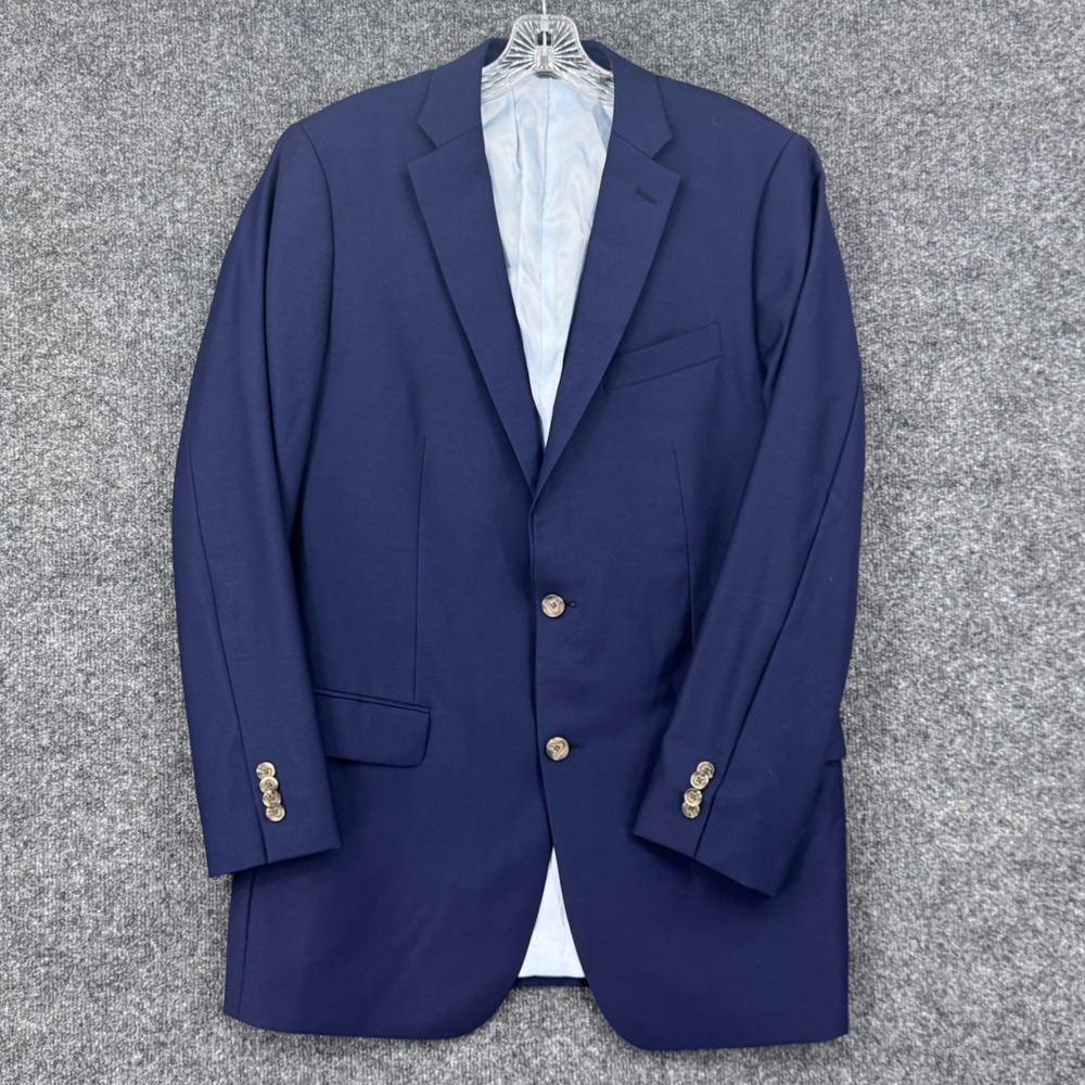 Indochino Blazer Mens 41 Navy Blue Tailored Fit Professional Dark Academia